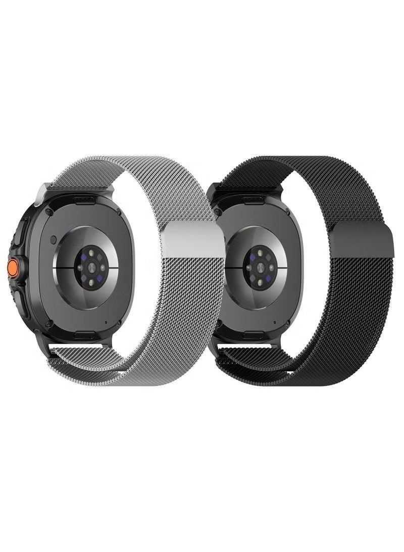 سوار ساعة معدني من الفولاذ المقاوم للصدأ لساعة سامسونج جالاكسي ووتش 8 مقاس 40 مم و44 مم، باللونين الأسود والفضي. - Image 1